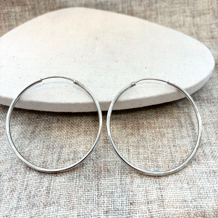 Sterling Silver Hoop Earrings – Large 60mm