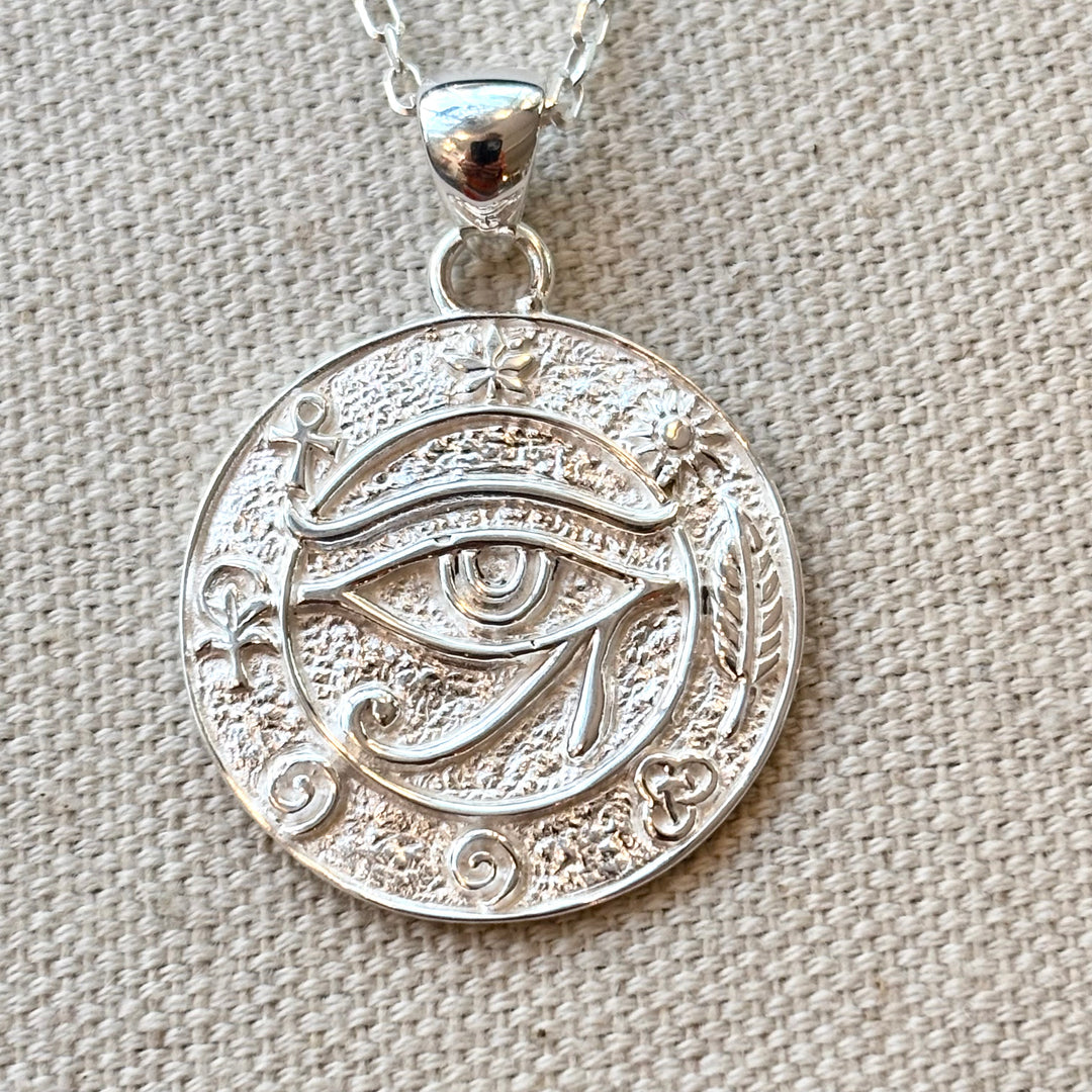 Eye of Horus “I AM” Sterling Silver Necklace – 25mm