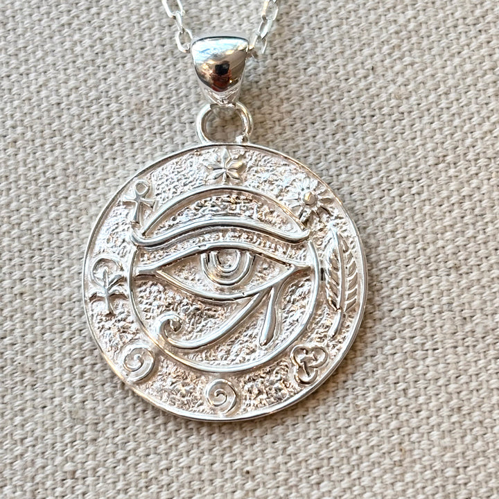 Eye of Horus “I AM” Sterling Silver Necklace – 25mm