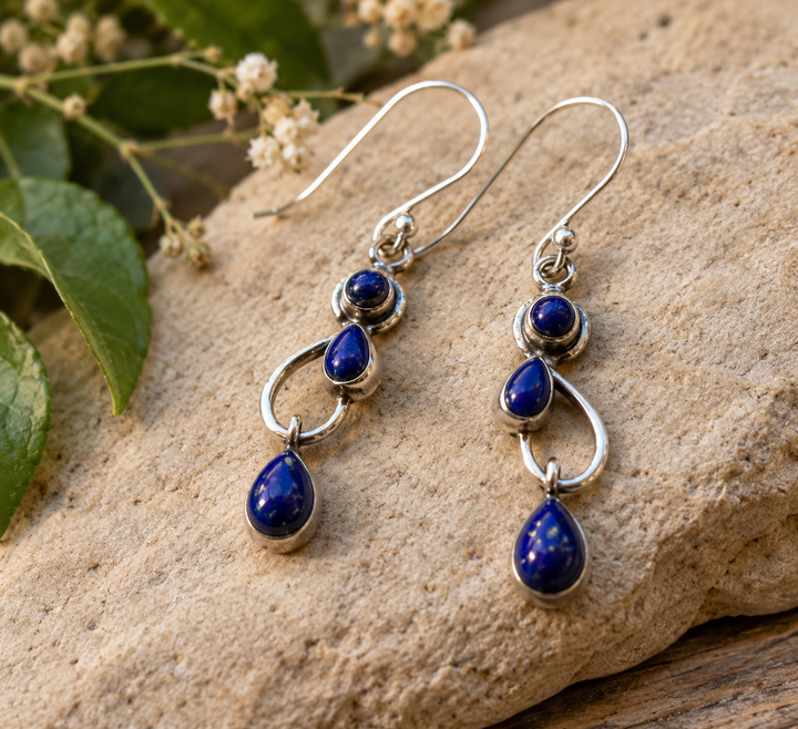Handmade Lapis Lazuli Sterling Silver Drop Earrings