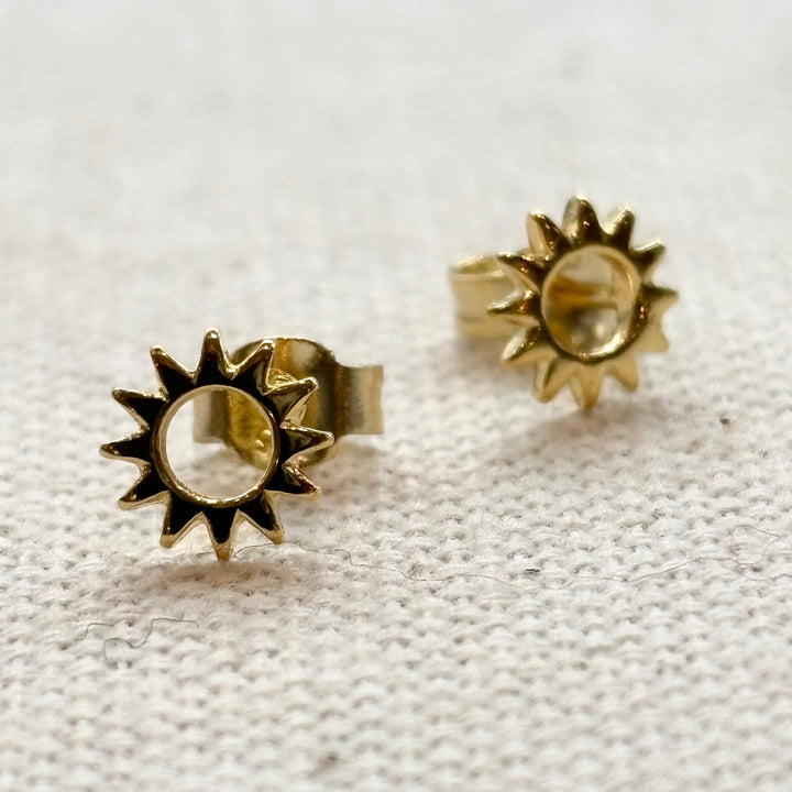 Gold plated sterling silver sun stud earrings
