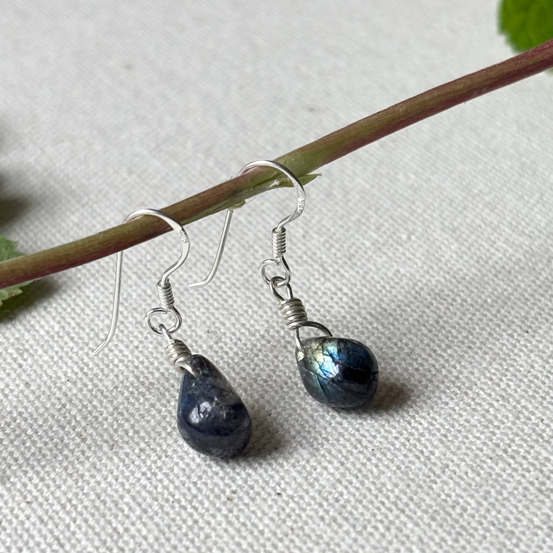 Handmade Labradorite Teardrop Silver Earrings