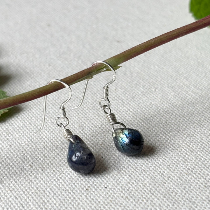Handmade Labradorite Teardrop Silver Earrings