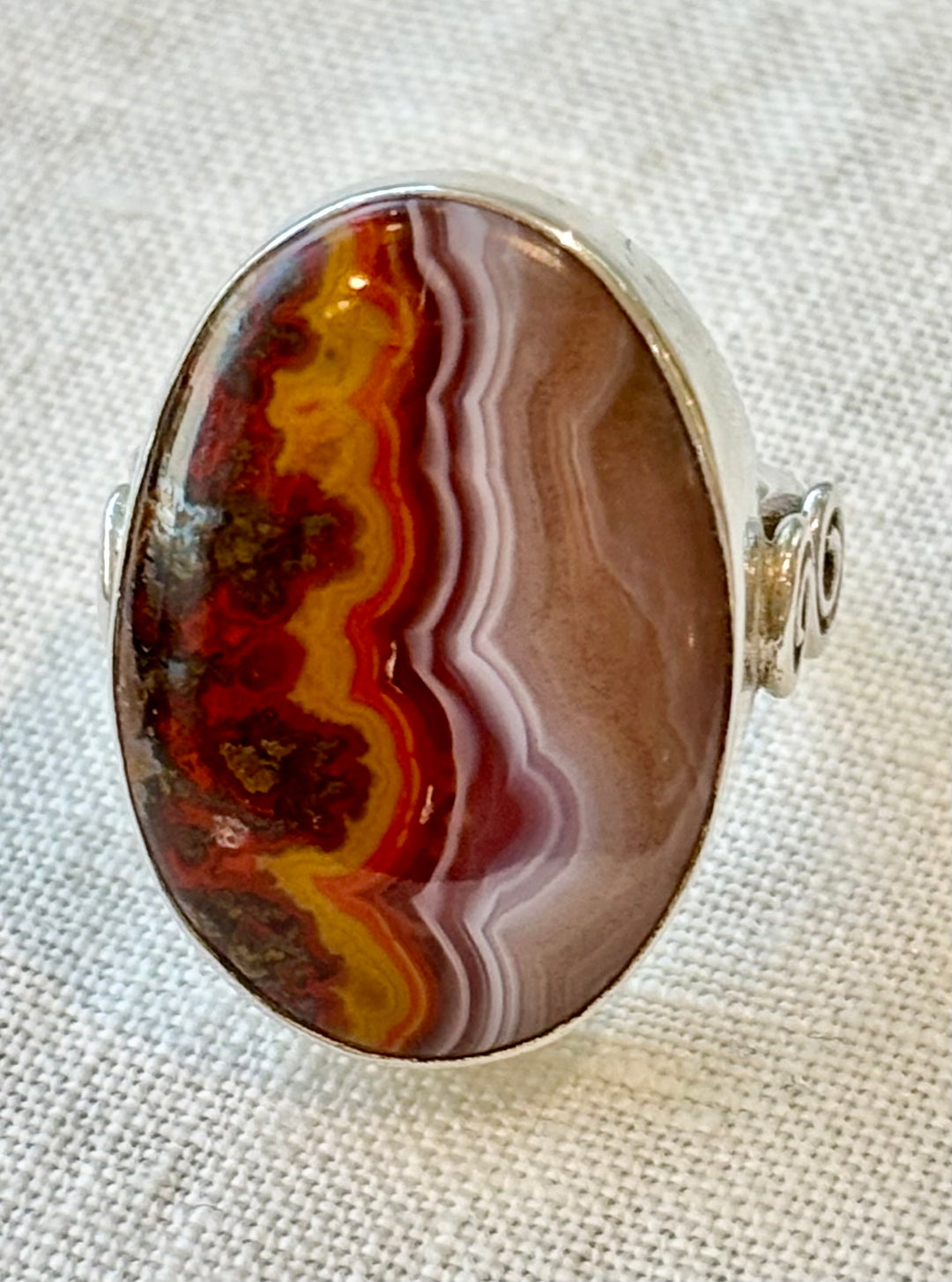 Sunset Banded Agate Silver Ring - Size L.5