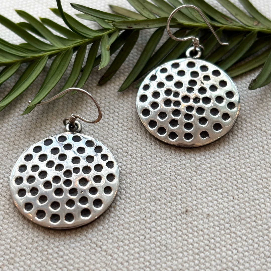 Sterling Silver Textured Disc Earrings