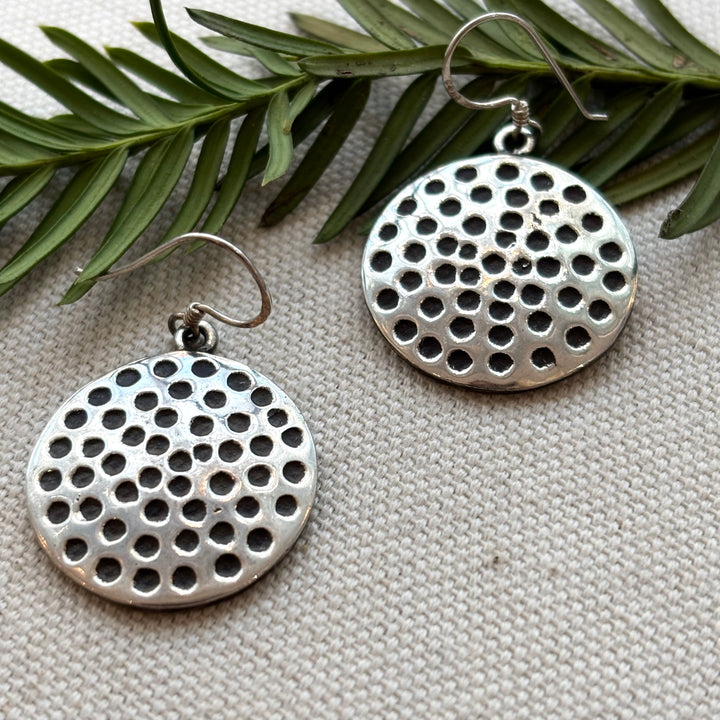 Sterling Silver Textured Disc Earrings