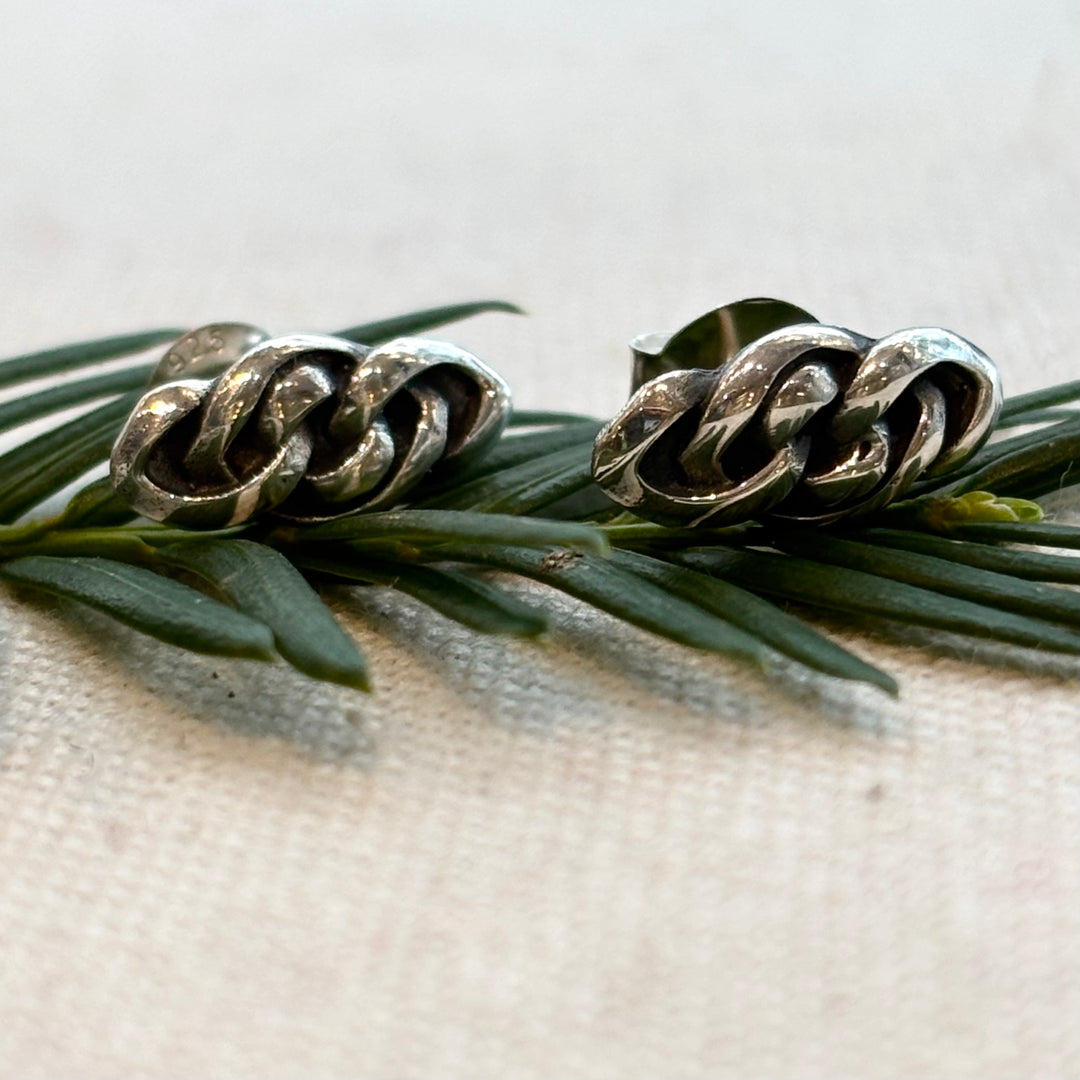 Sterling Silver Chain Link Stud Earrings
