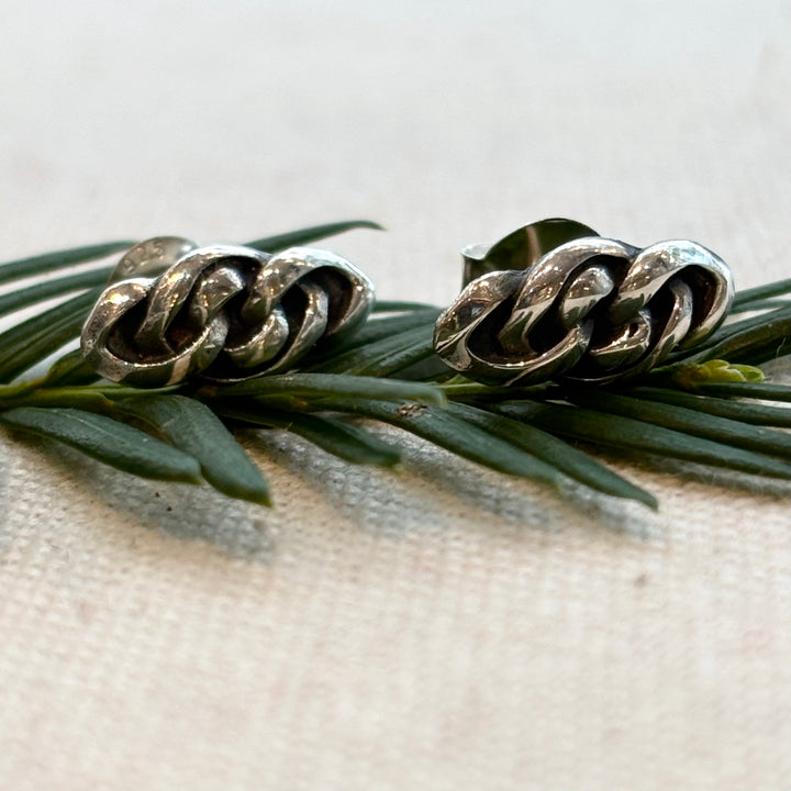 Sterling Silver Chain Link Stud Earrings