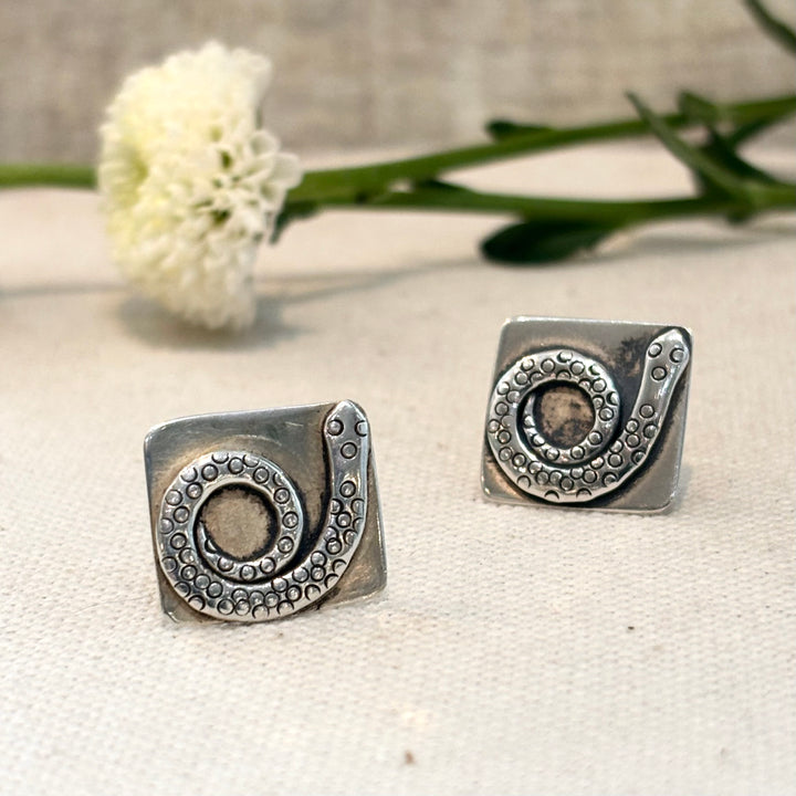 Sterling Silver Snake Stud Earrings 12 mm
