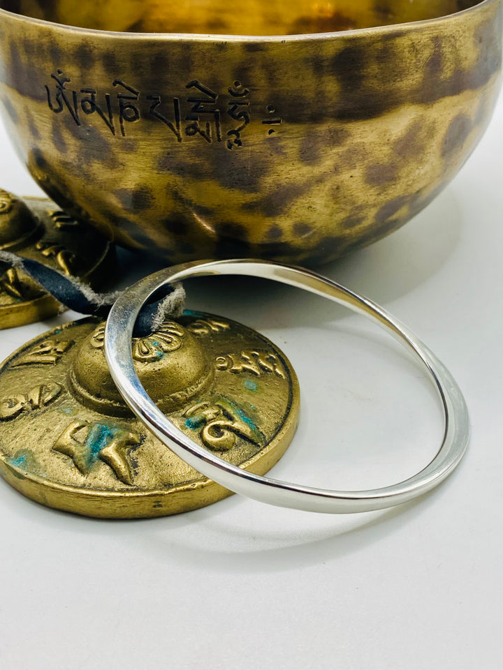 Etched Silver Bangle
