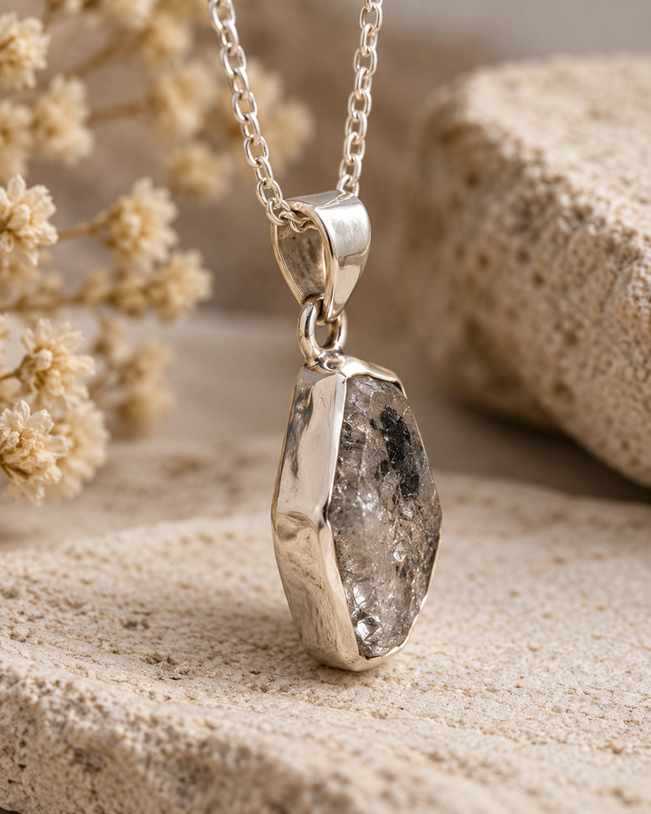 Raw Quartz Sterling Silver Necklace