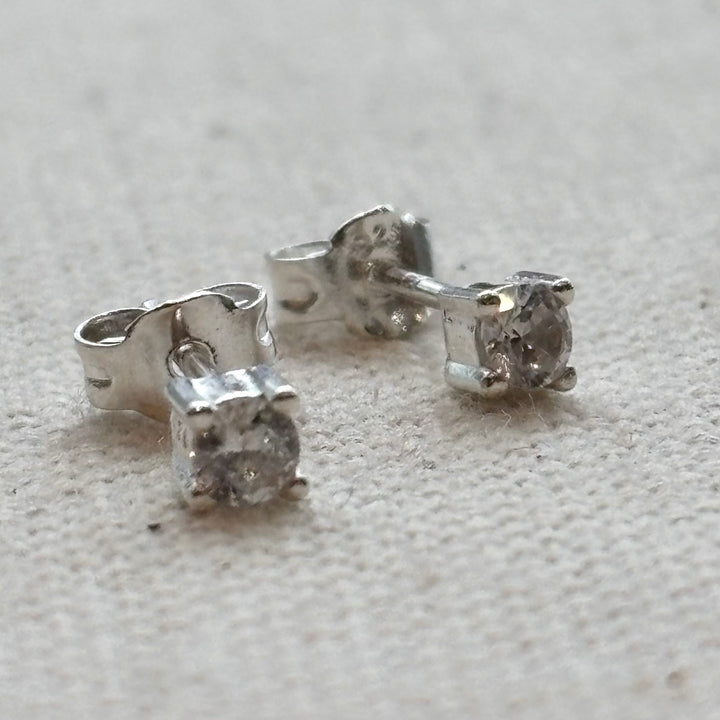 Sterling silver tiny cubic zirconia stud earrings