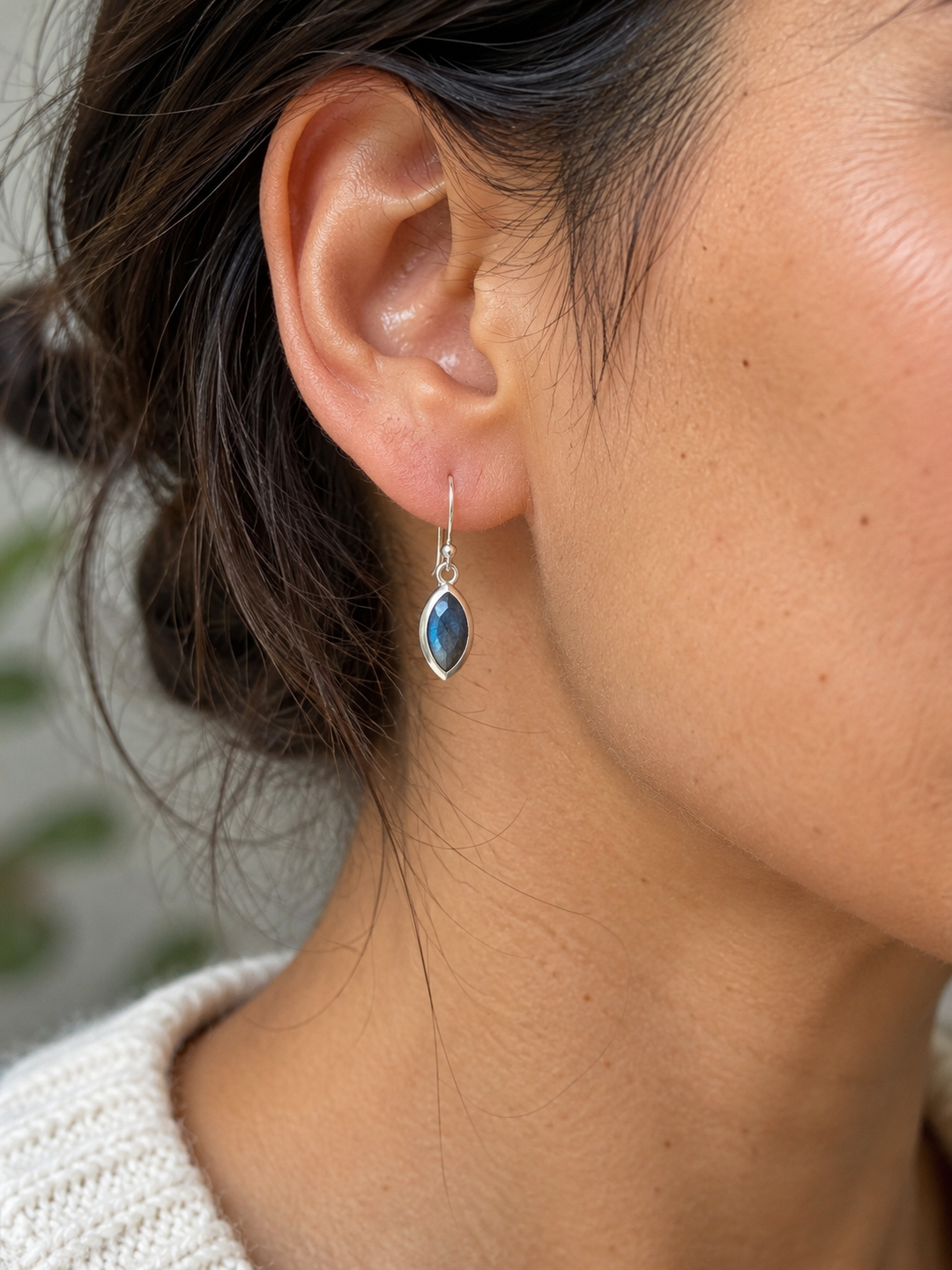 Faceted Labradorite Sterling Silver Drop Earrings