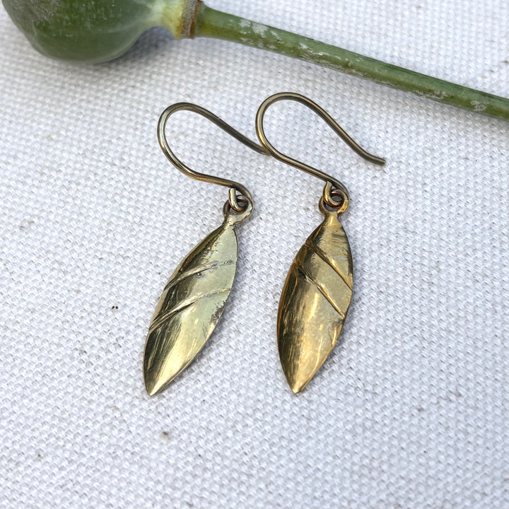 Handmade Panchadhatu Leaf Drop Earrings