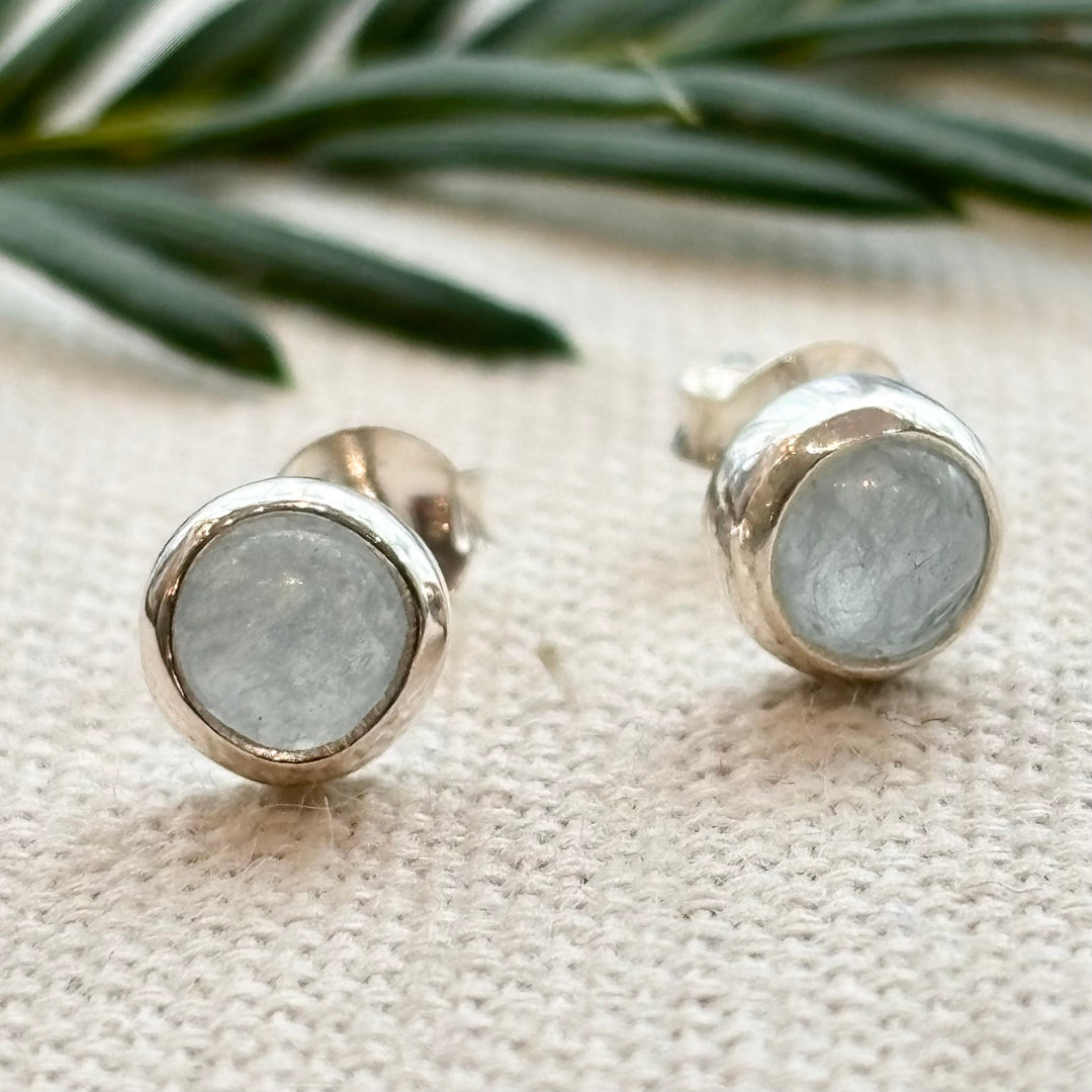 Sterling Silver Aquamarine Stud Earrings