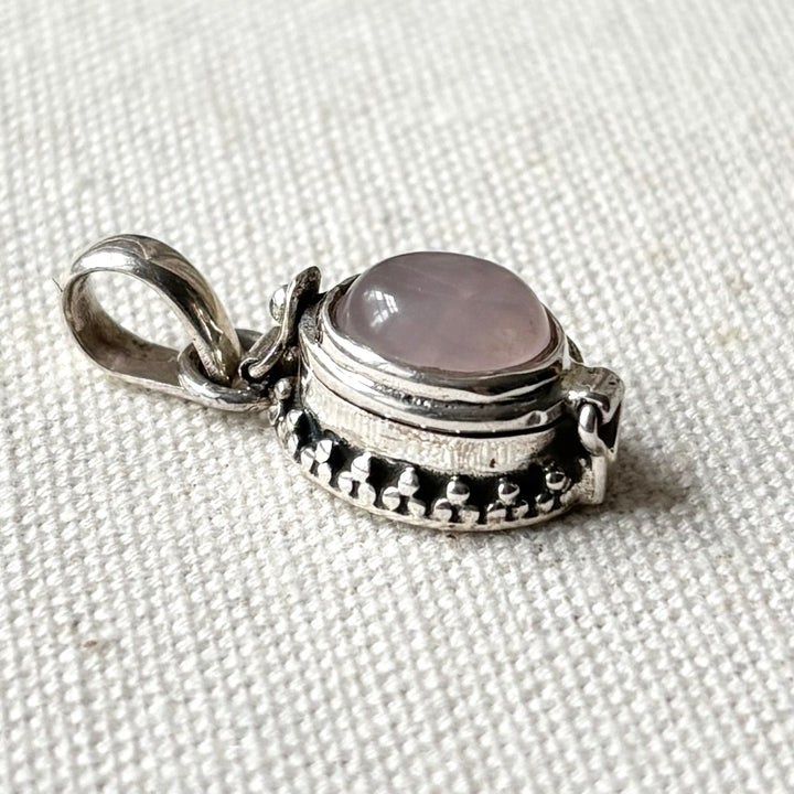 Rose Quartz Sterling Silver Locket Pendant