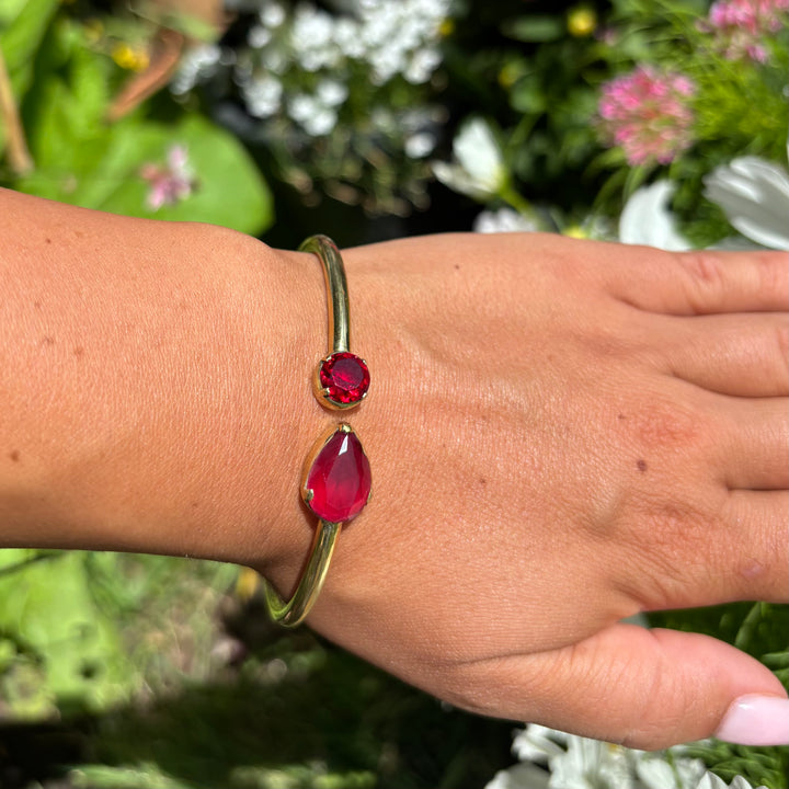 Handmade Panchadhatu Zirconia Open Bangle – 6.2cm