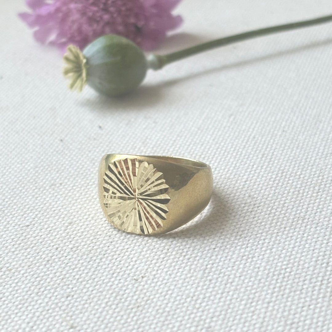 Handmade Panchadhatu Sunburst Signet Ring