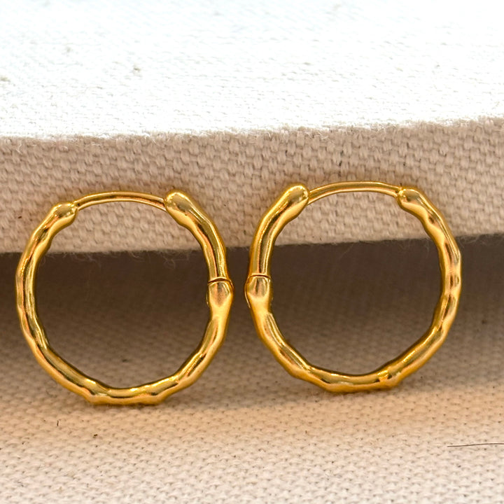 15mm Textured Huggy Hoop Earrings – Gold Plated Sterling Silver