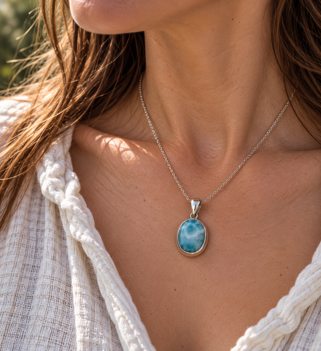 Larimar & Sterling Silver Pendant
