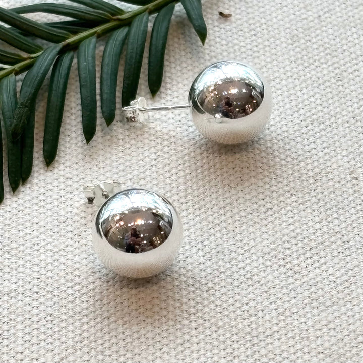 Large Silver Ball Studs 14 mm