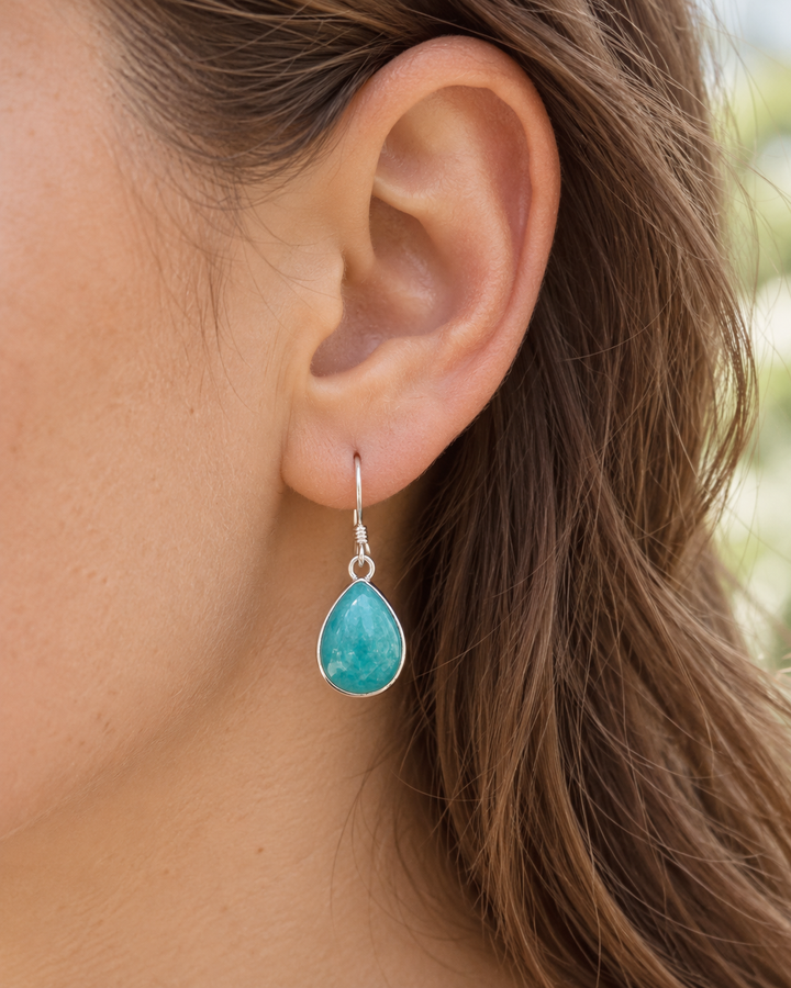 Handmade Sterling Silver Amazonite Teardrop Earrings