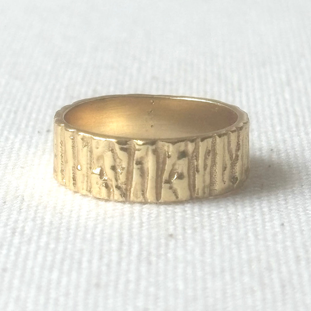 18ct Gold Plated Brass Textured Band Ring