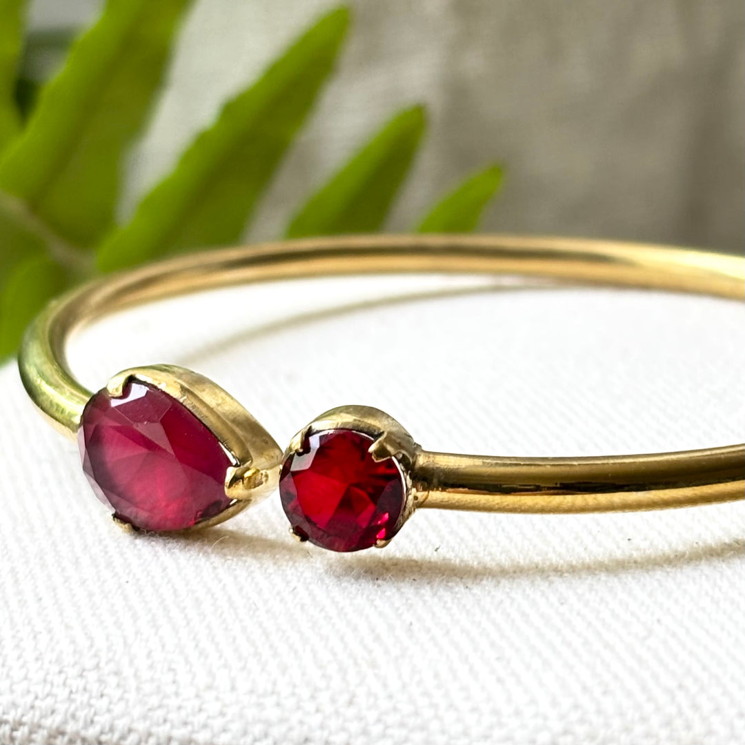 Handmade Panchadhatu Zirconia Open Bangle – 6.2cm