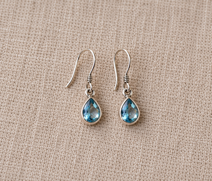 Blue Topaz Teardrop Sterling Silver Earrings