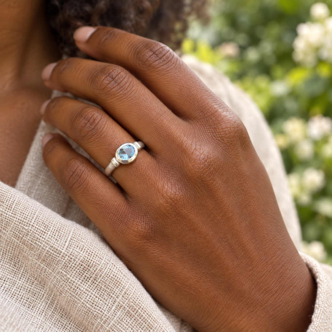 Blue Topaz Sterling Silver Ring