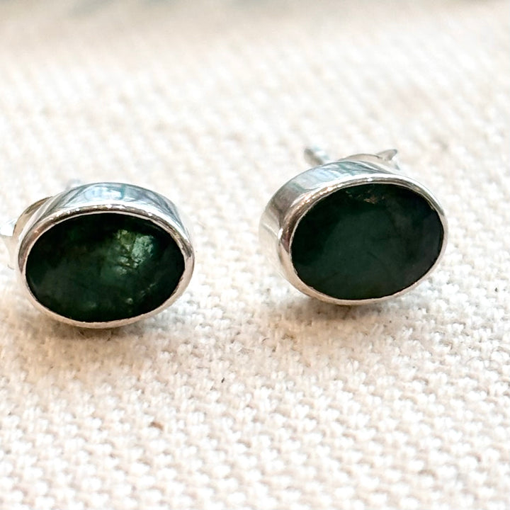 Sterling Silver Emerald Stud Earrings