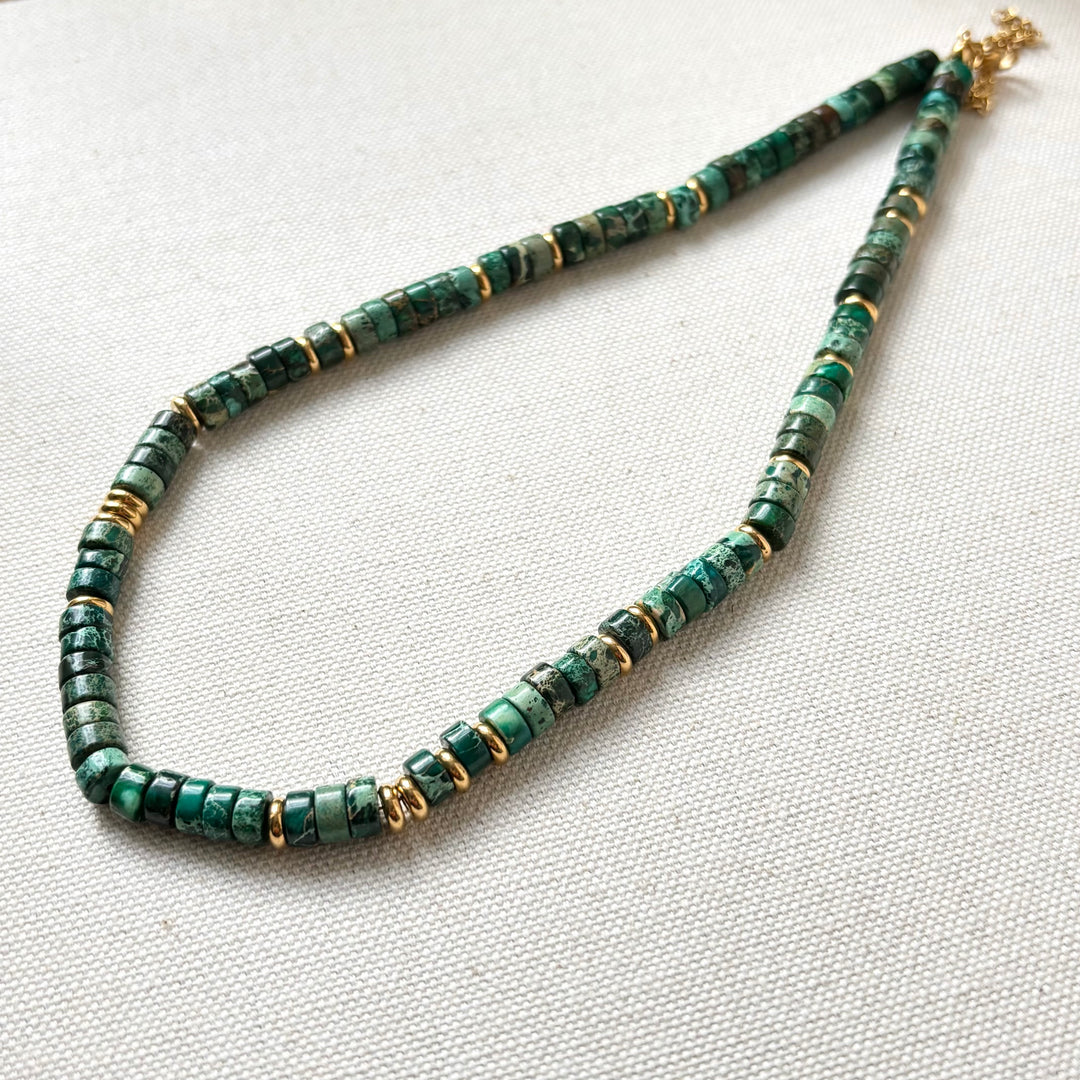 Natural Green Jasper Necklace – 16–20 Inch