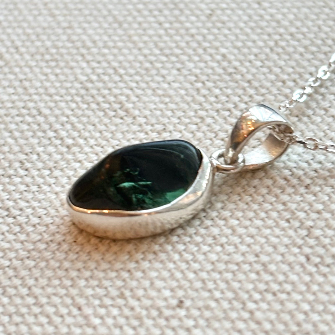 Green Tourmaline Necklace in Sterling Silver