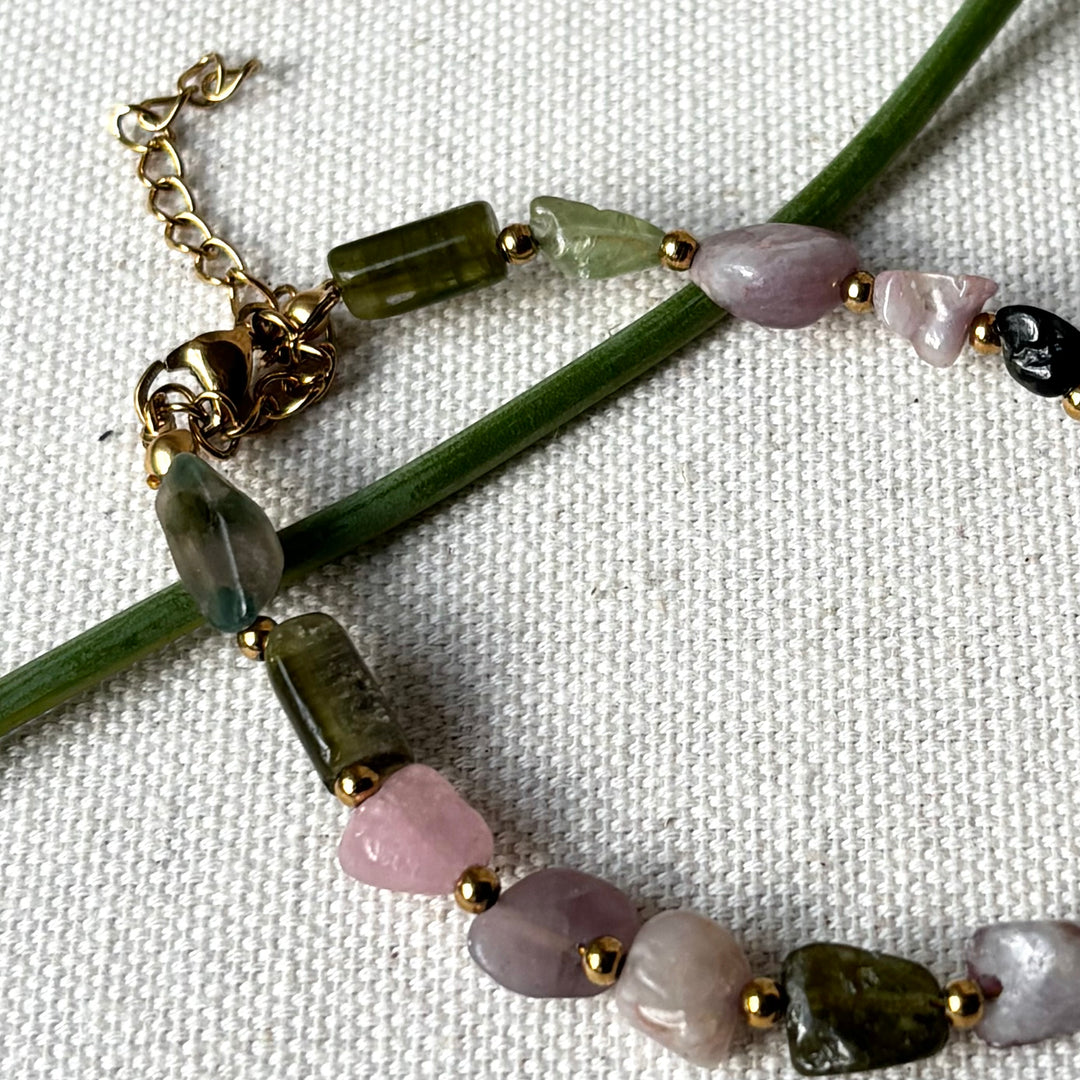 Mixed Tourmaline Bracelet – Gold Plated Stainless Steel