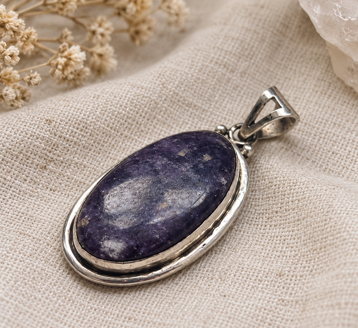 Purple Lepidolite Sterling Silver Pendant