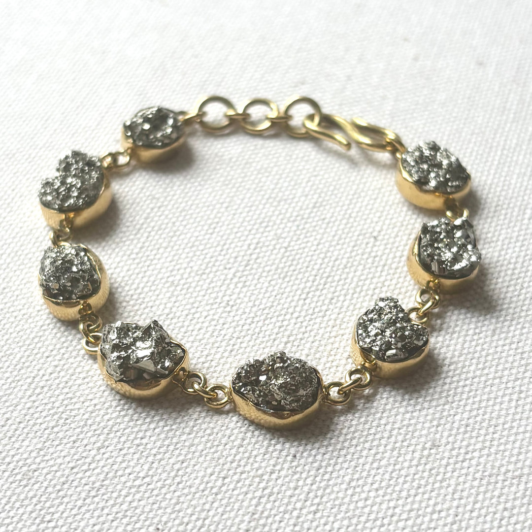 Handmade Panchadhatu Pyrite Druzy Bracelet