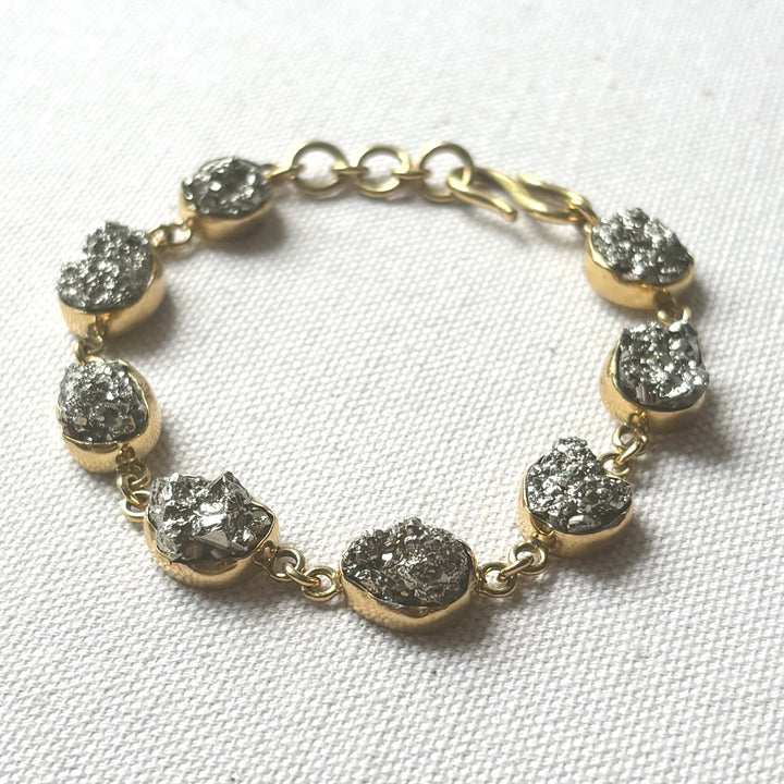 Handmade Panchadhatu Pyrite Druzy Bracelet