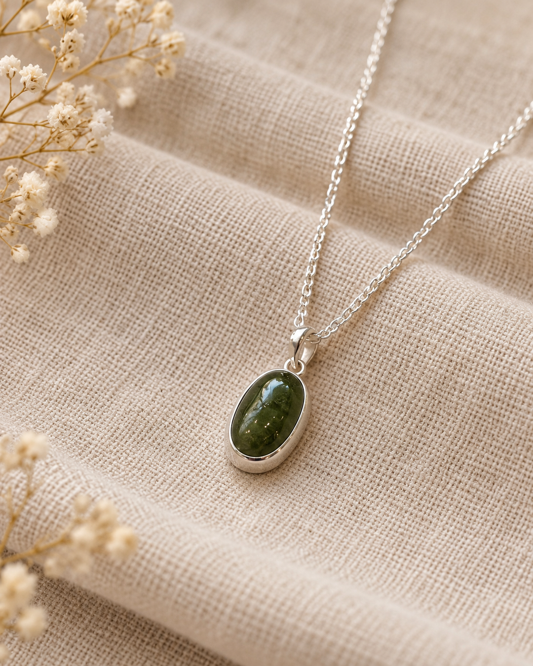 Sterling Silver Green Tourmaline Necklace