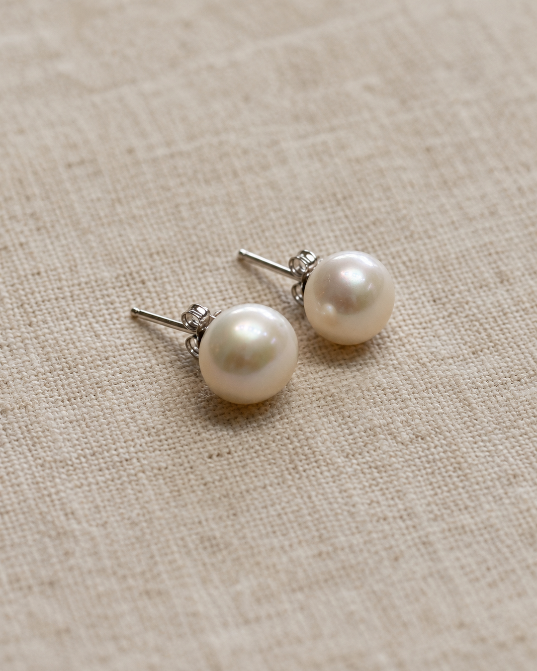 Ivory Freshwater Pearl Sterling Silver Stud Earrings
