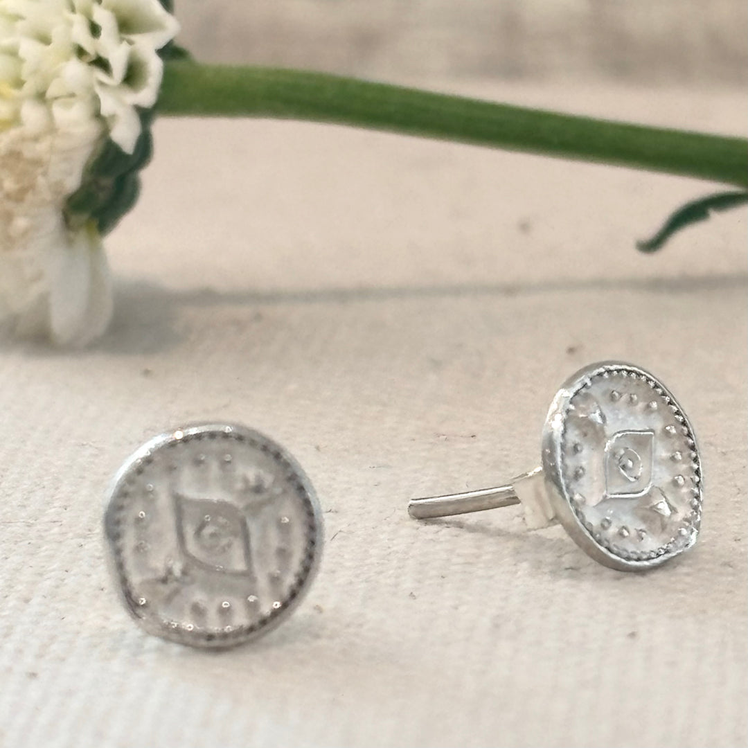 Evil Eye Sterling Silver Stud Earrings 8 mm