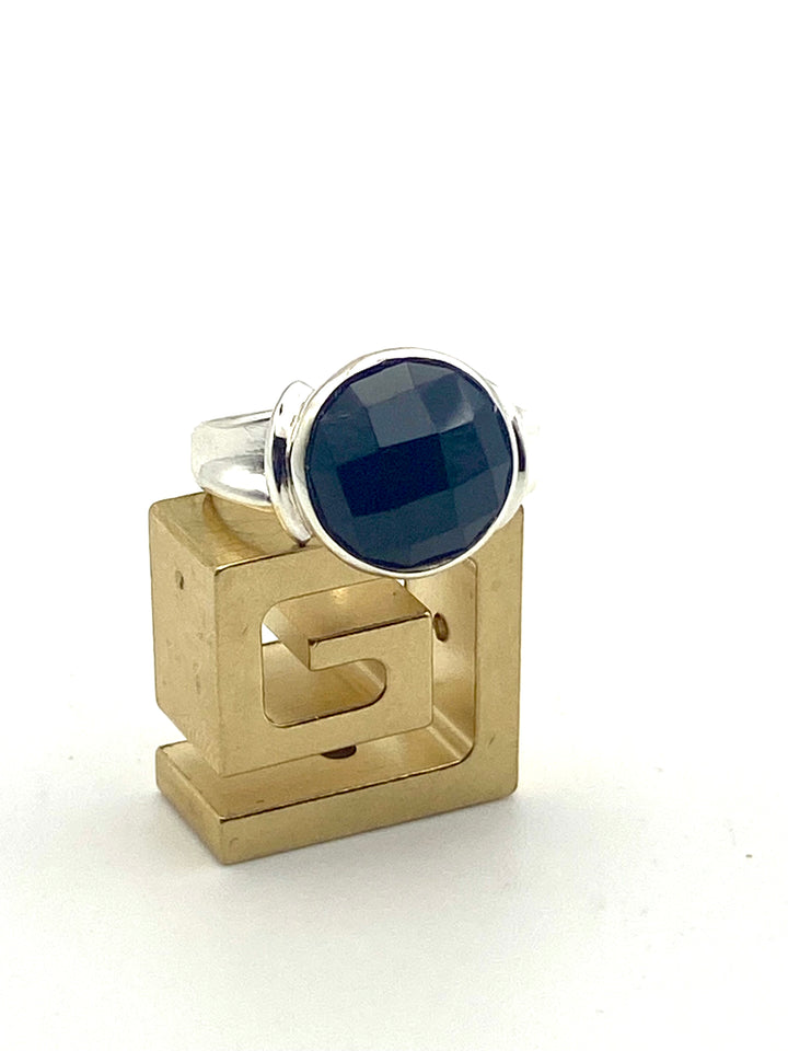 Black Onyx Faceted Ring