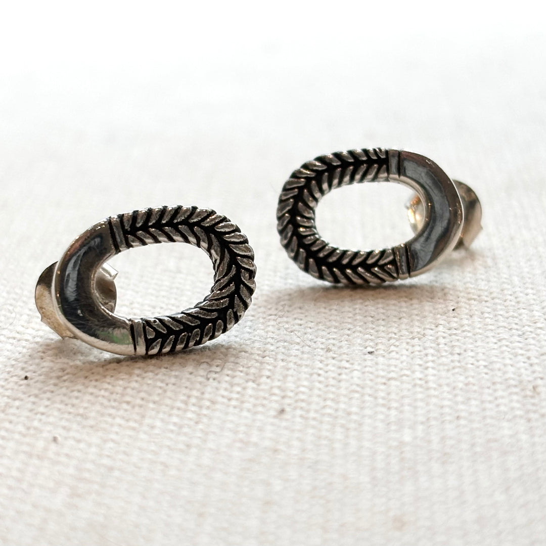 Sterling Silver Rope Oval Stud Earrings
