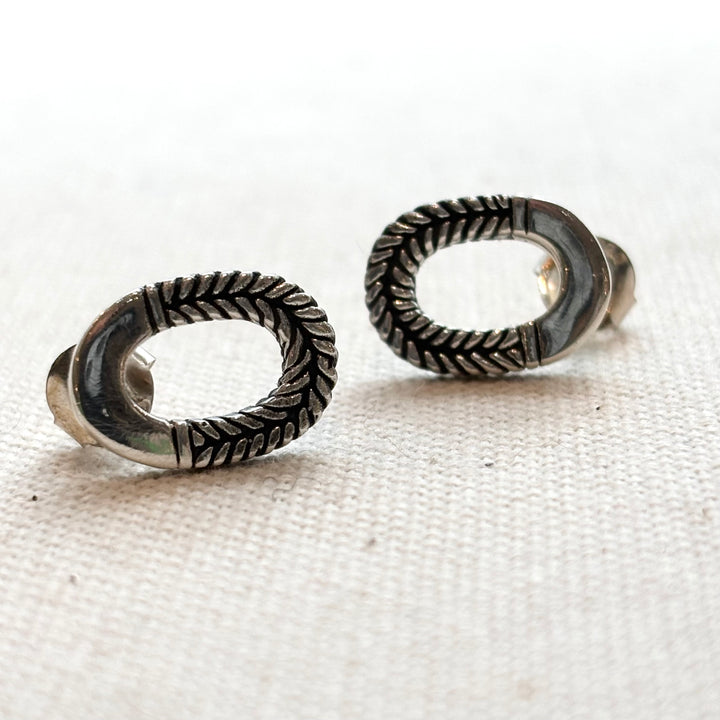 Sterling Silver Rope Oval Stud Earrings