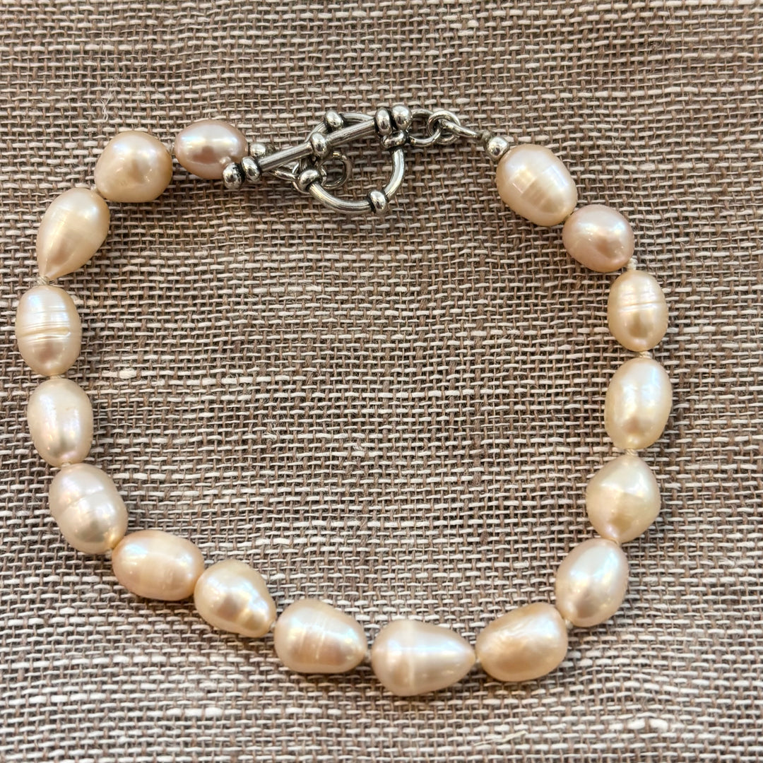 Peach Freshwater Pearl Bracelet