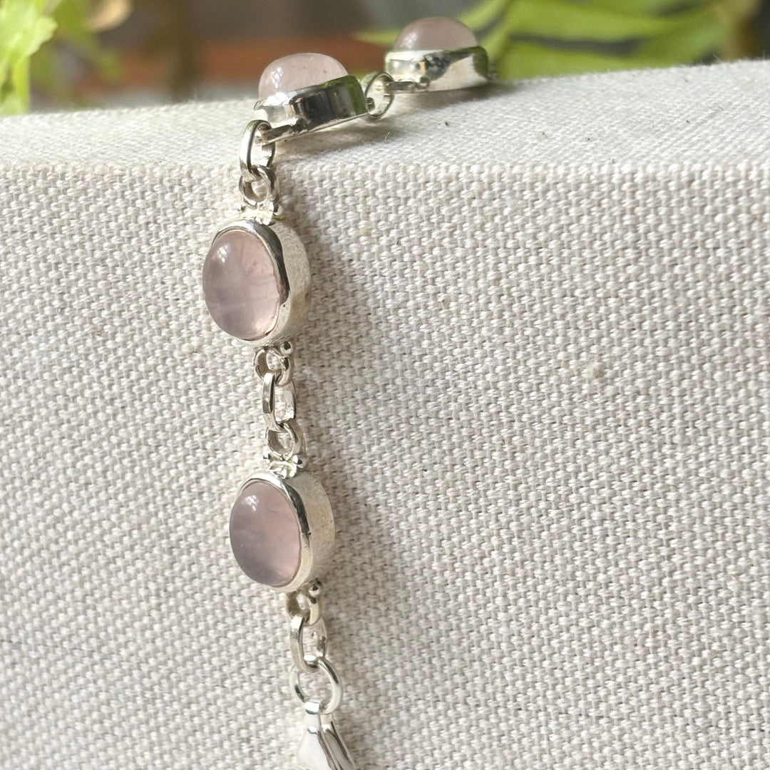 Rose Quartz Sterling Silver Bracelet