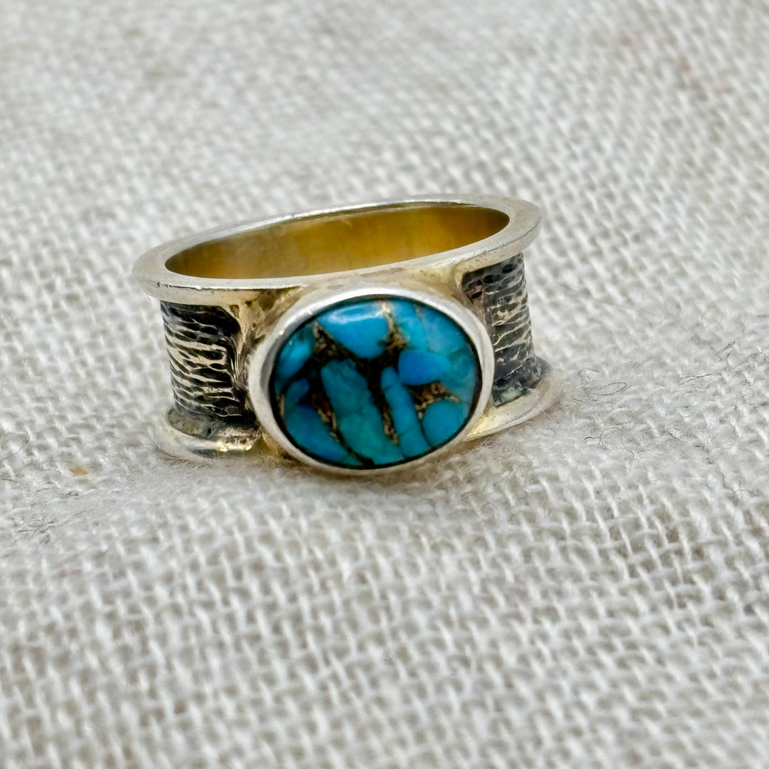 Golden Matrix Turquoise Ring