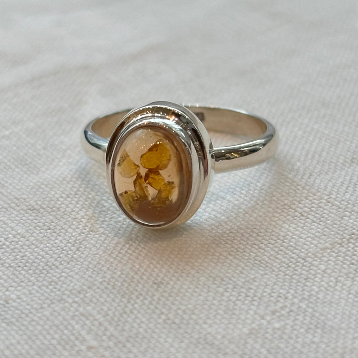 Amber Silver Ring – Oval Amber Sterling Silver Ring