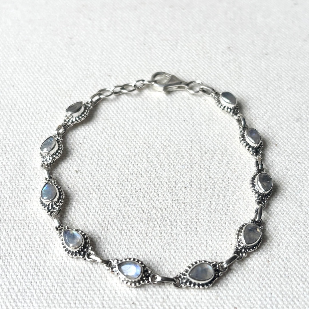 Ethiopian Opal Teardrop Bracelet in Sterling Silver