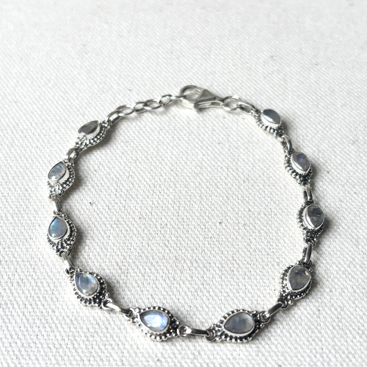 Ethiopian Opal Teardrop Bracelet in Sterling Silver