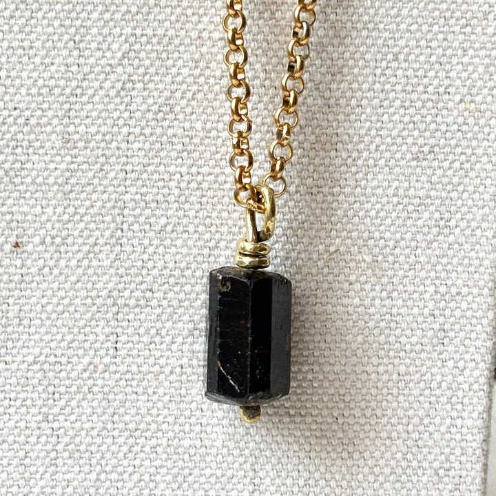 Natural Black Tourmaline Necklace – Gold Plated Stainless Steel Chain